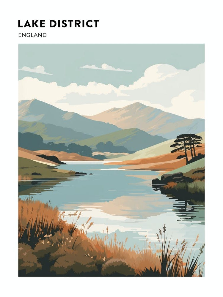Lake District National Park England 3 Hiking Trail Landscape Poster