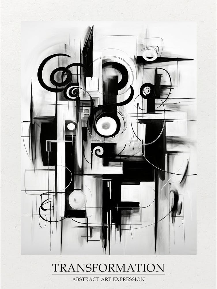 Transformation Abstract Black And White 10 Poster