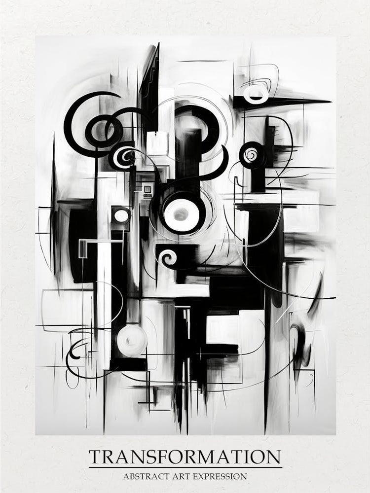 Transformation Abstract Black And White 10 Poster
