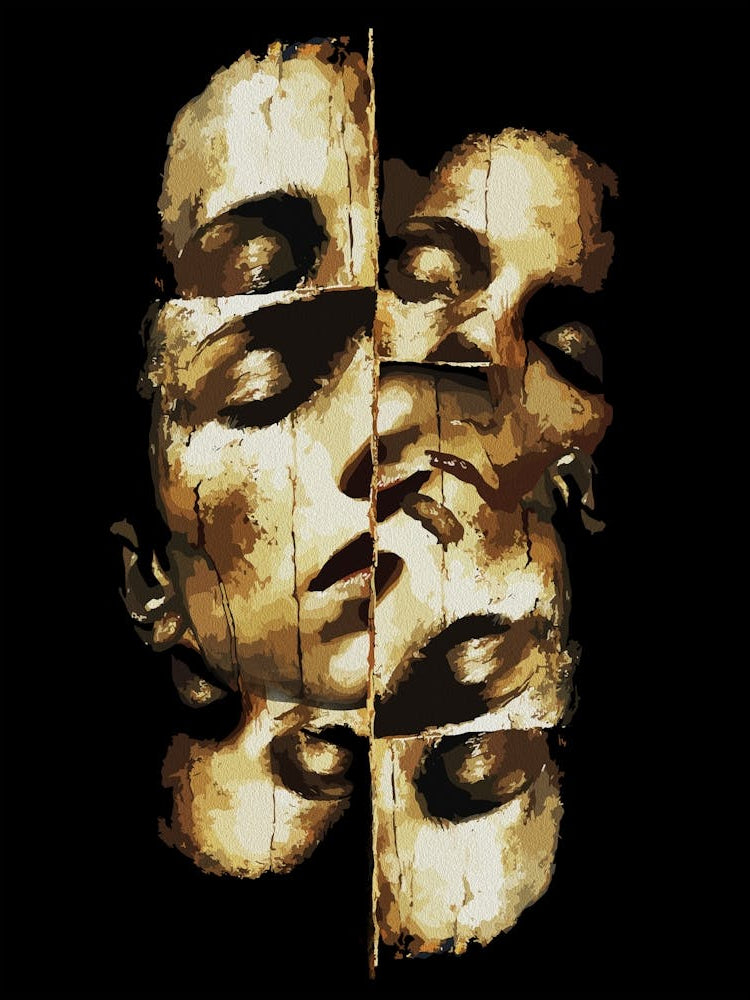 Duality In Gold Abstract Modern Portrait