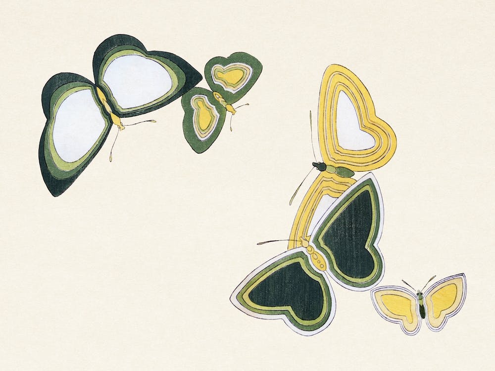 Japanischer Farbholzschnitt Schmetterling, Kamisaka Sekka