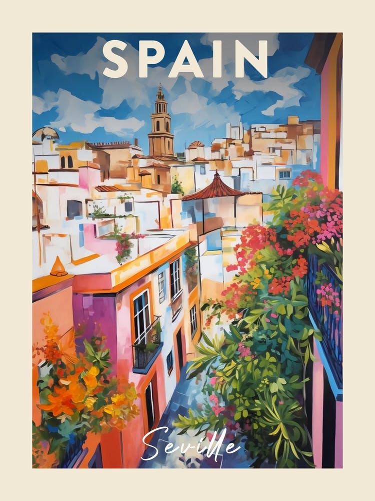 Seville Spain 3 Fauvist Painting Travel Poster