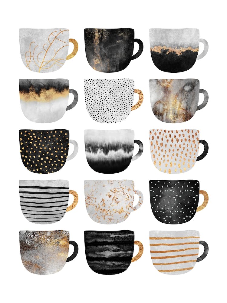 Pretty Coffee Cups Gold