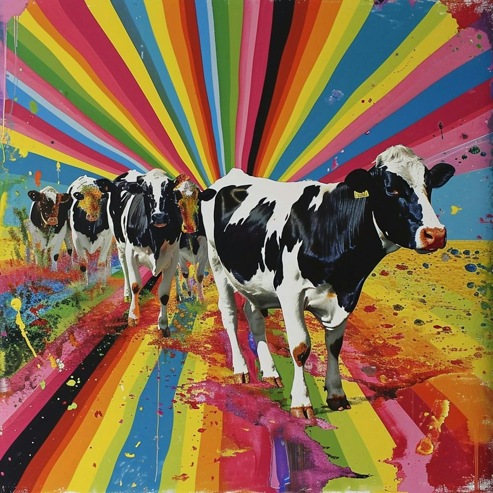 Retro Cow Paint Explosion