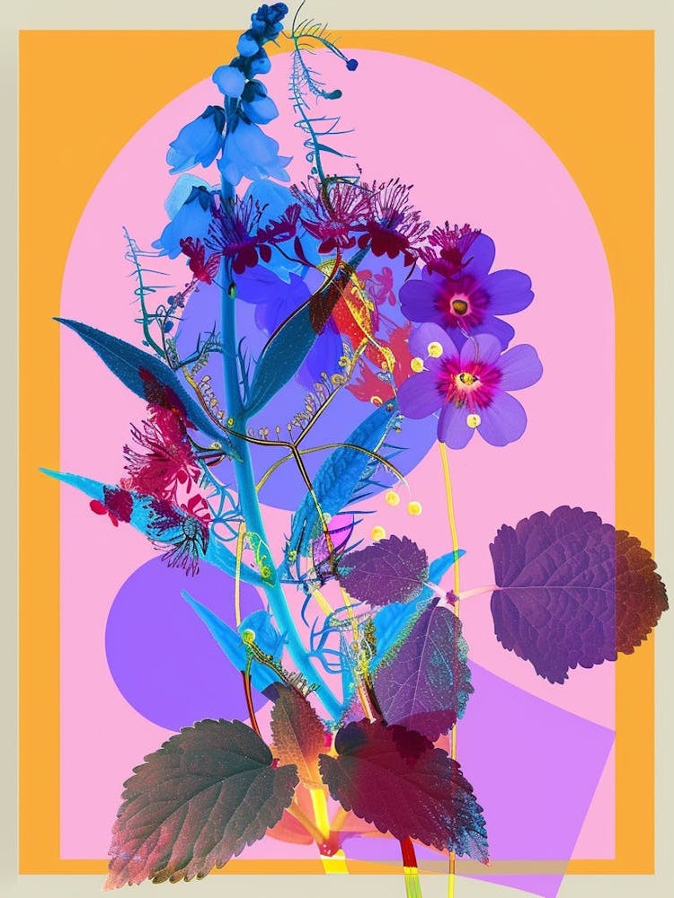 Forget Me Not 6 Neon Flower Collage