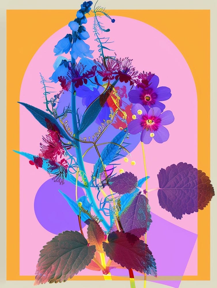 Forget Me Not 6 Neon Flower Collage