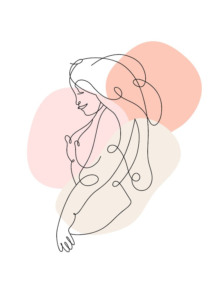 Woman with colored accents in the background