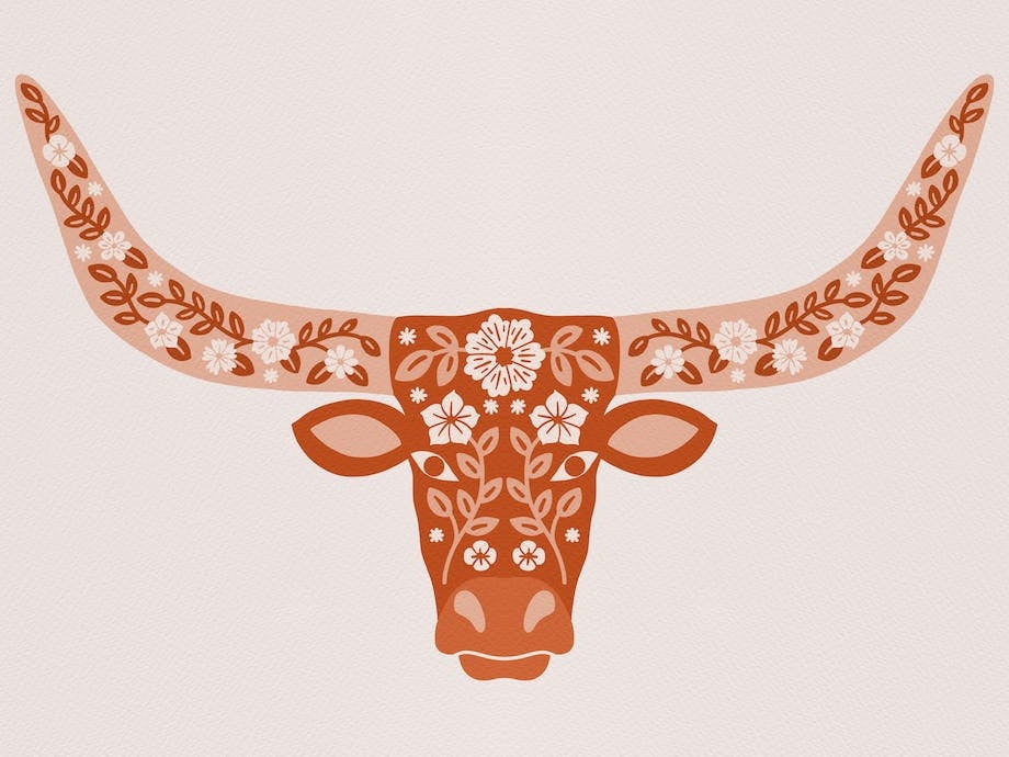 Floral Longhorn   Burnt Orange