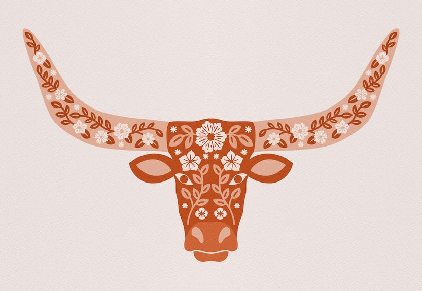 Floral Longhorn   Burnt Orange