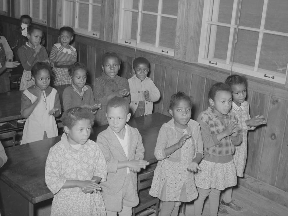 Schulkinder singen, Lakeview Project, Arkansas von Russell Lee