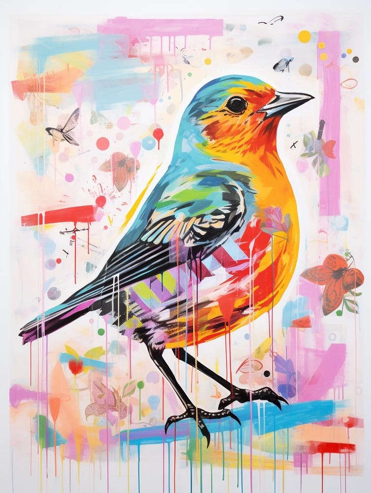 Colourful Bird Painting Robin 2