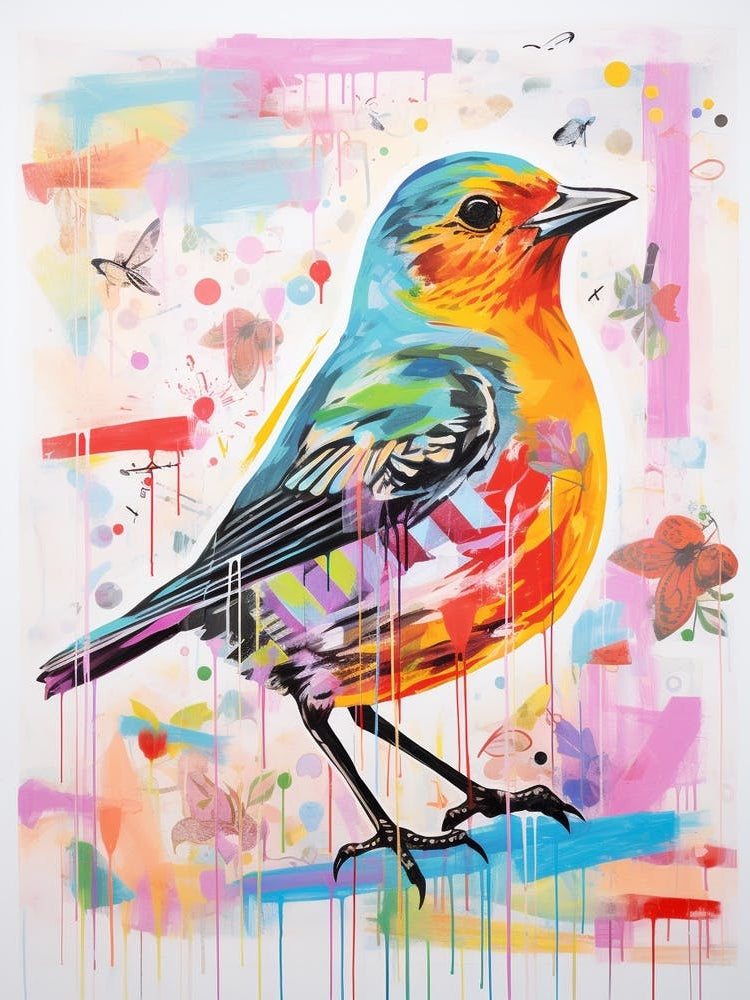 Colourful Bird Painting Robin 2