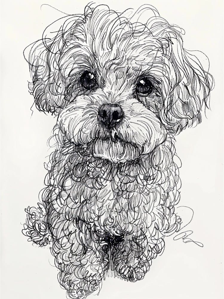 Bichon Frise Dog Line Drawing Sketch 2