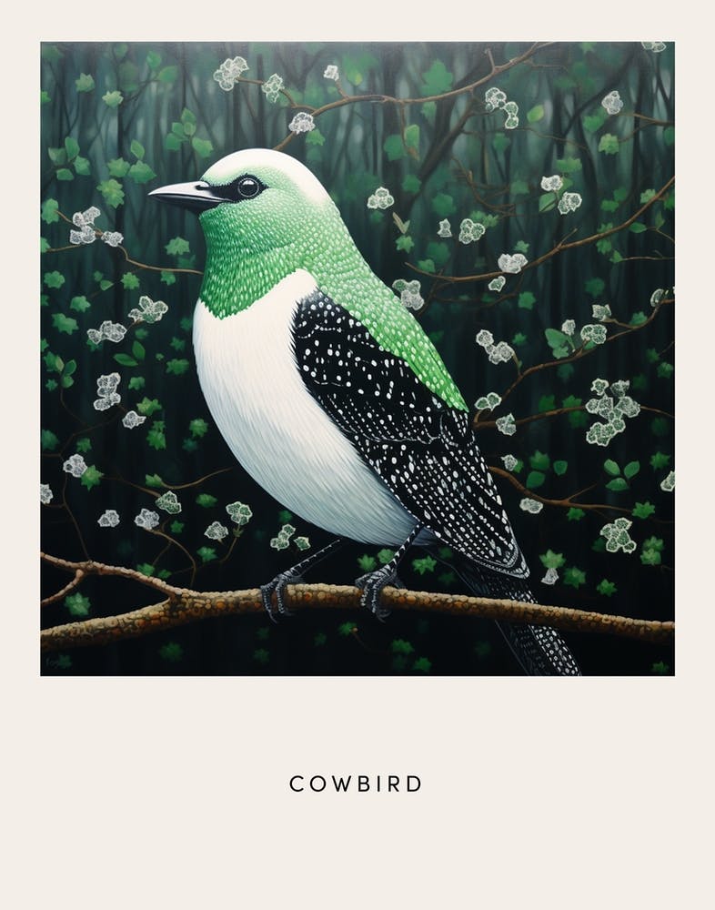 Ohara Koson Inspired Bird Painting Cowbird 2 Poster