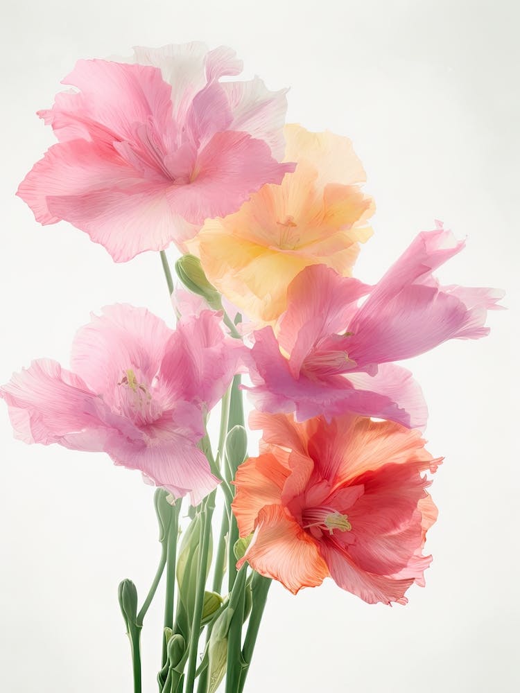 Gladioli Flowers Acrylic Painting In Pastel Colours 6