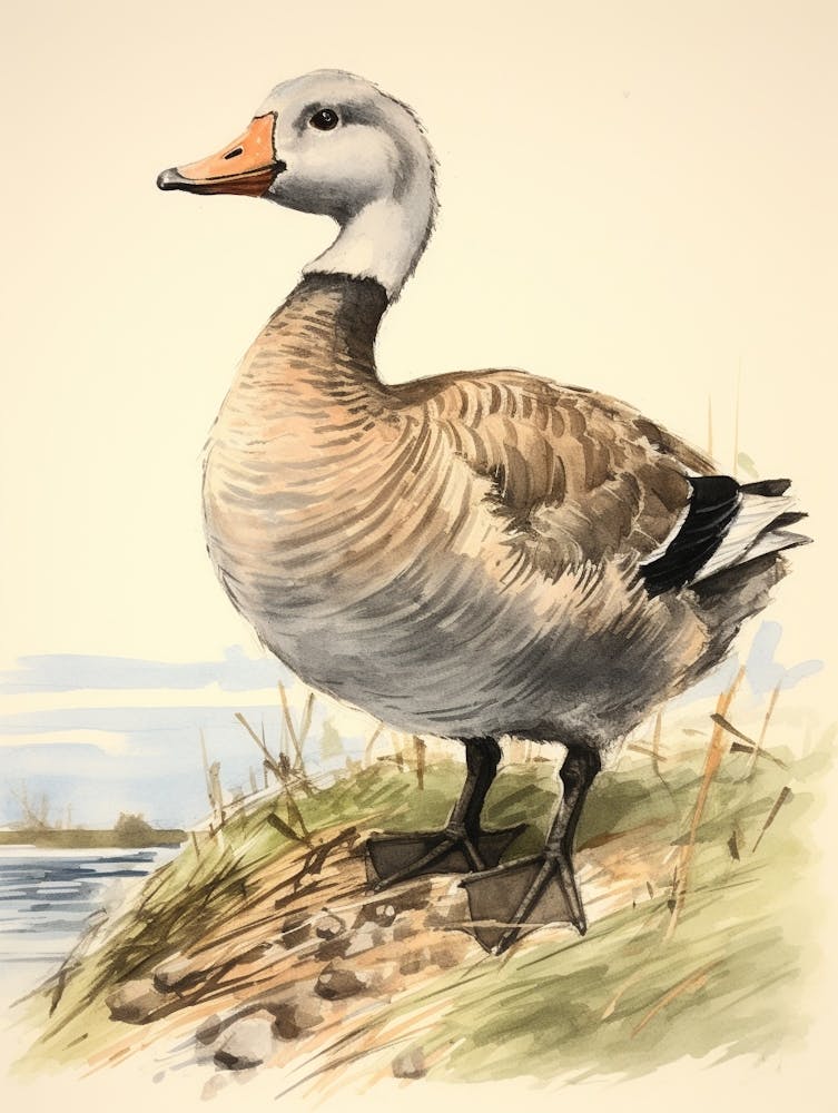 Storybook Animal Watercolour Goose 1