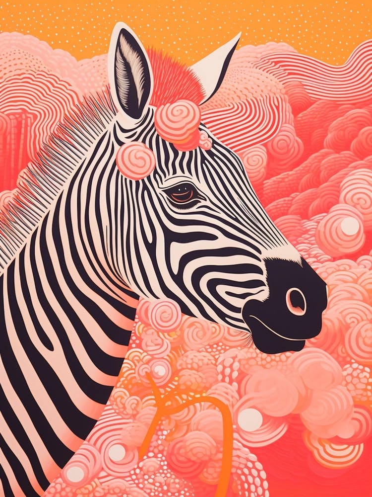 Zebra Pink Orange Line Portrait 3
