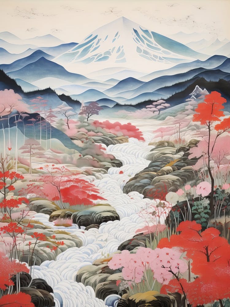 Yatsugatake Mountains In Yamanashi, Ukiyo E Drawing 2