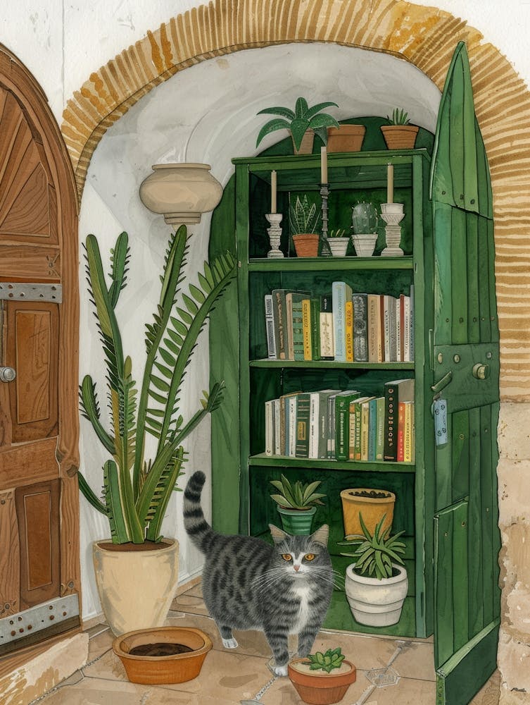 Cat In The Library