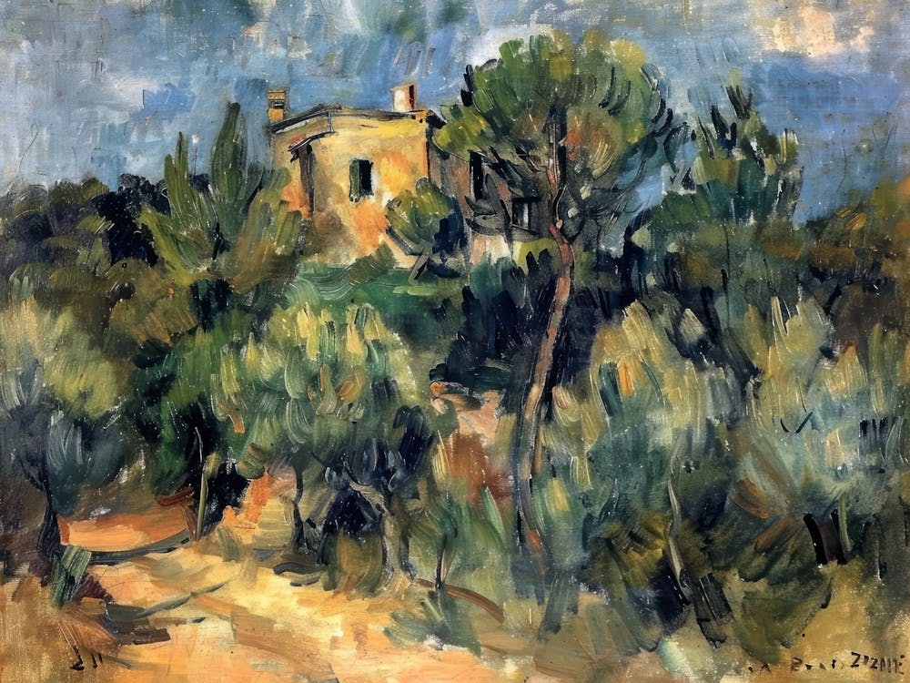 Village Haven Painting Inspired By Paul Cezanne