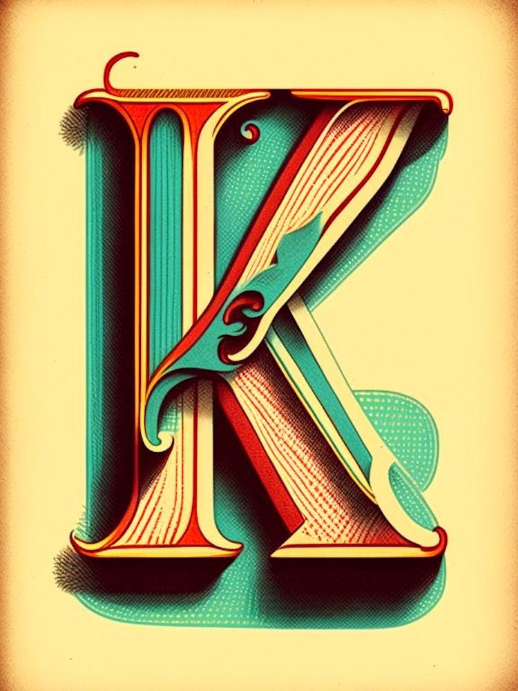 K, Letter, Alphabet Vintage Sketch 2