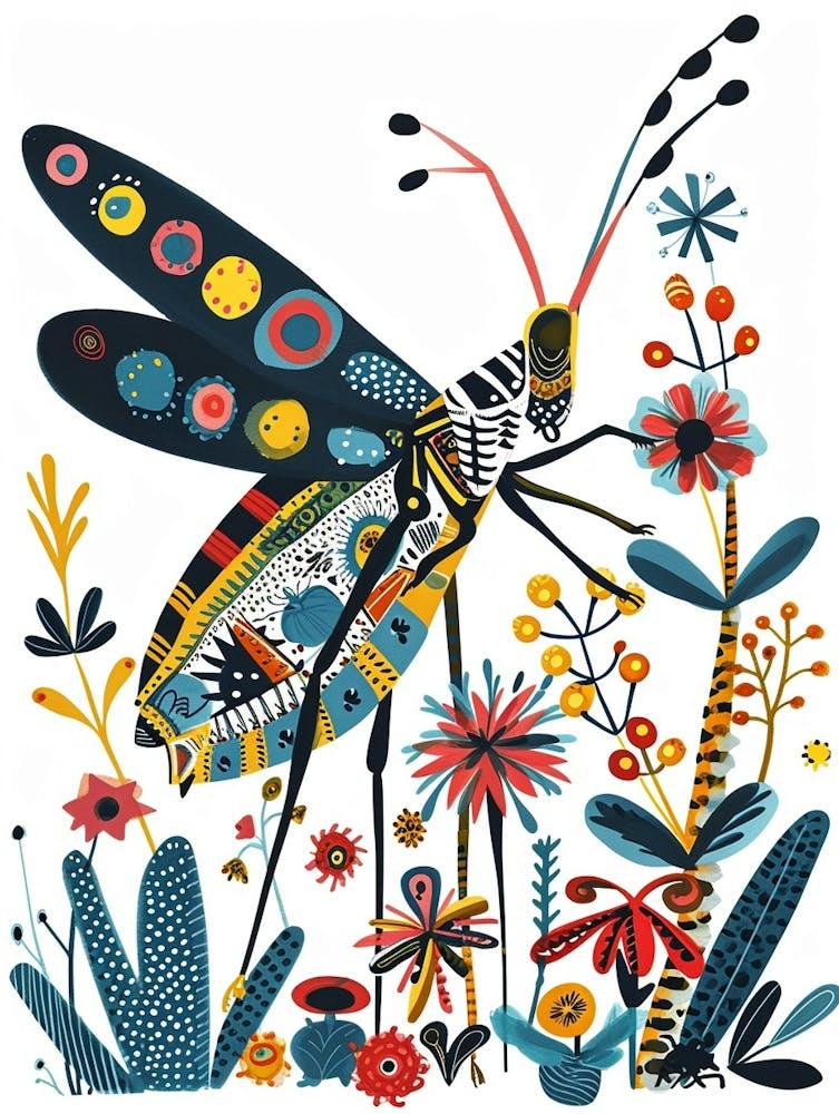 Colourful Insect Illustration Grasshopper 5
