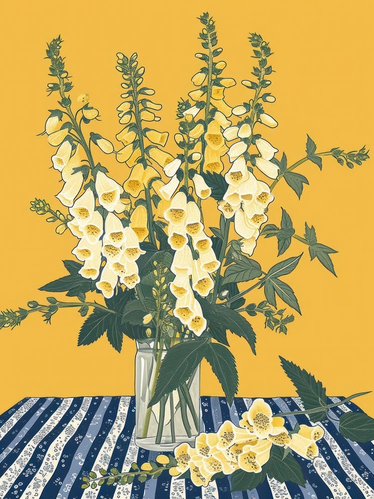 Foxglove Flowers On A Table   Contemporary Illustration 4