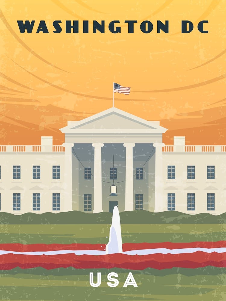 Washington DC, USA — Retro travel minimalist poster