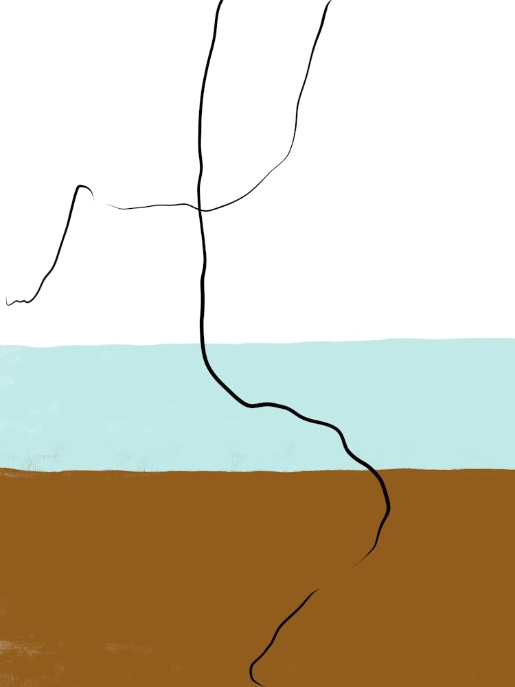 Blue Brown Stripes & Line Art