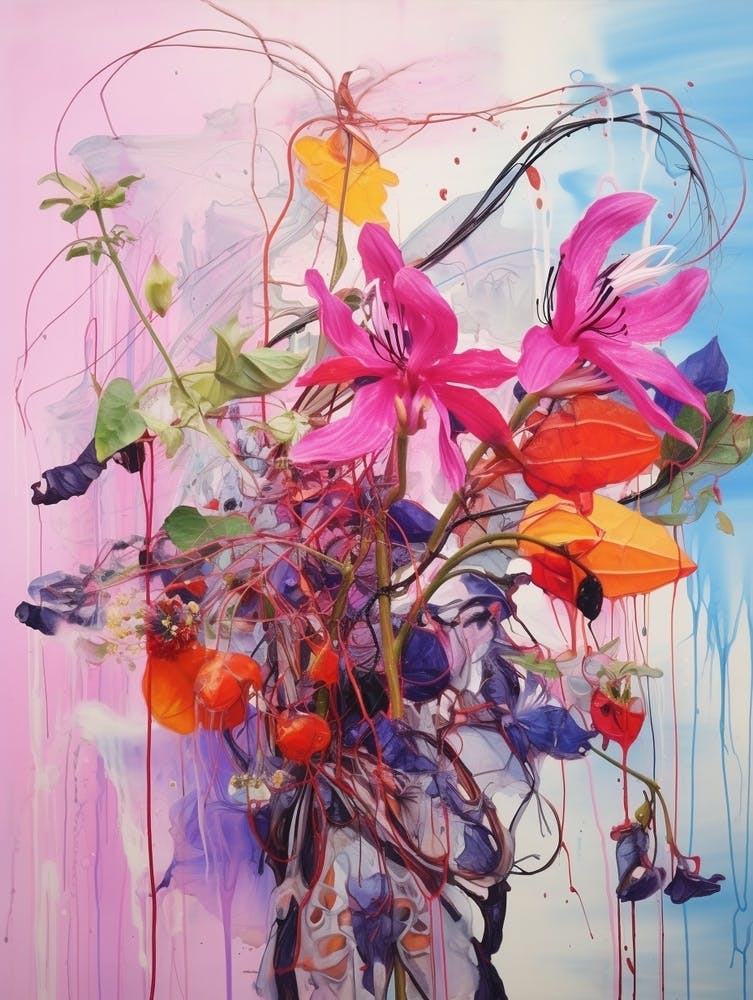 Abstract Flower Painting Fuchsia 1