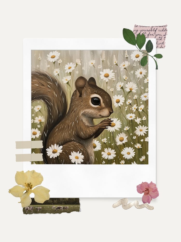 Scrapbook Squirrel Fairycore Painting 2