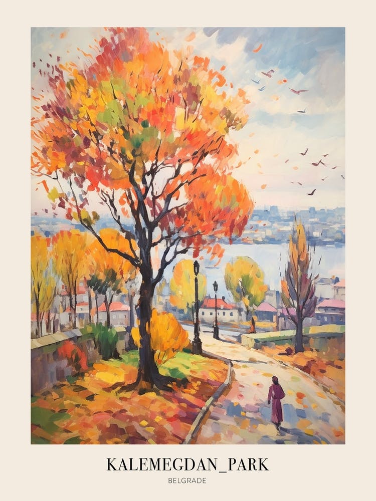 Autumn City Park Painting Kalemegdan Park Belgrade Serbia 2 Poster