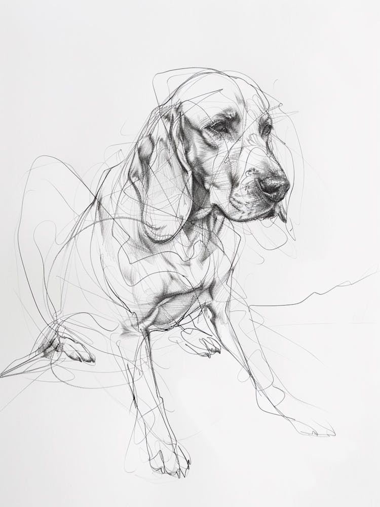 Minimalist Beagle Hund Kohlezeichnung 1