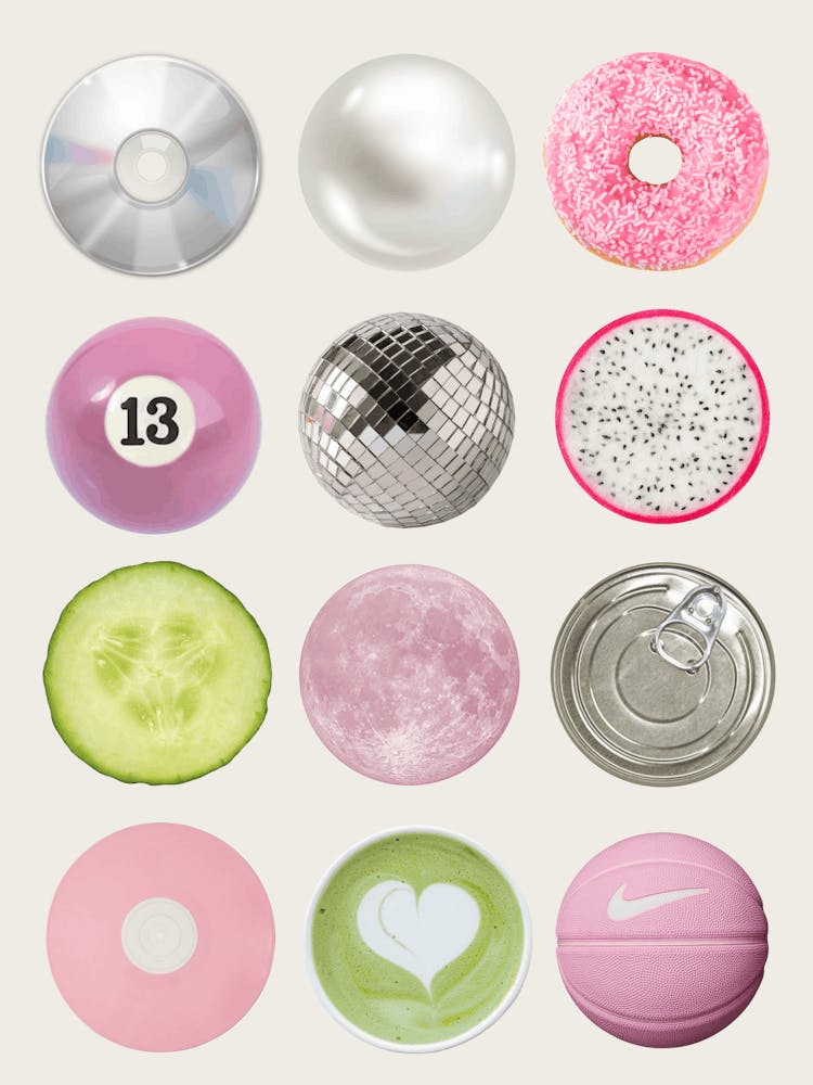 Kreis Collage Wandkunst | Y2K Deko | Rosa Grün Silber Wandkunst | Disco Drucke | Lucky Charms Kunst | Dopamin Deko | Preppy Niedlich Trendig Maximalistische Deko | Wohnheim