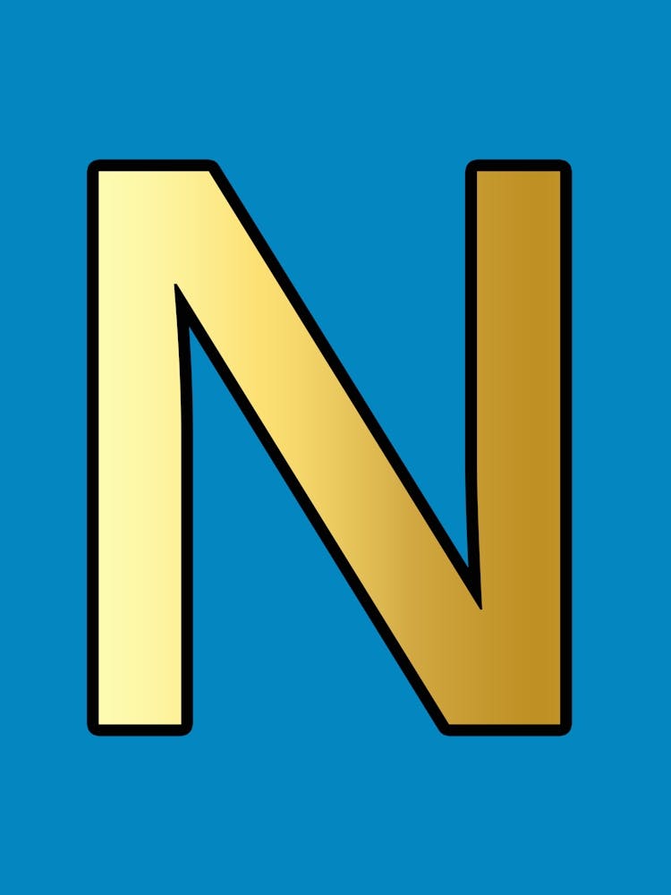 Letter N Gold Alphabet Lilac