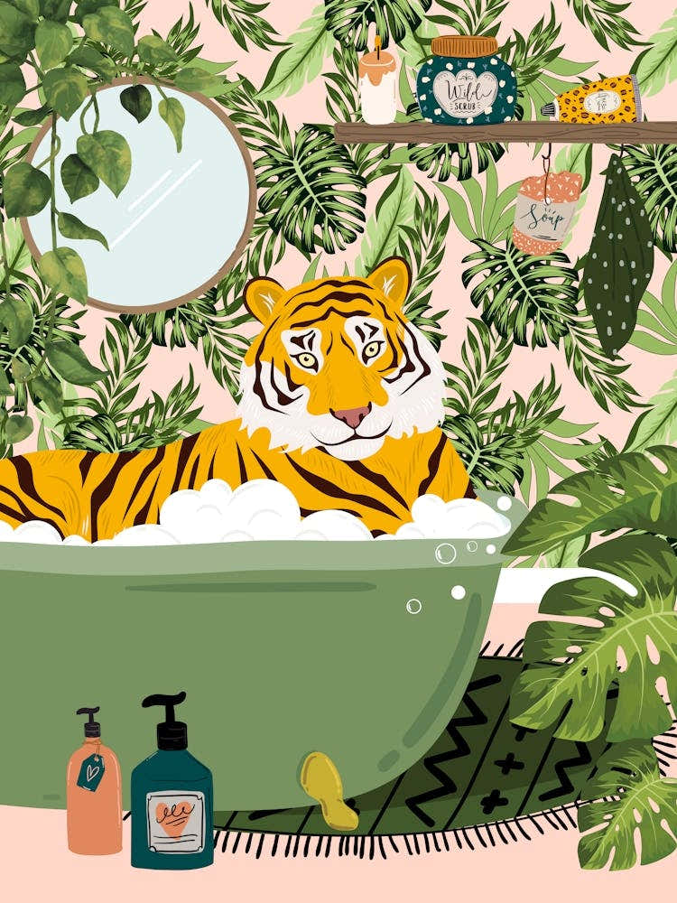 Tiger In Bathtub Bathroom