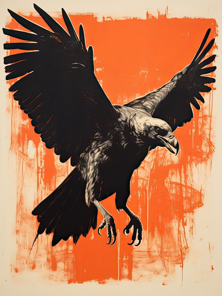 Vulture, Woodblock Animal Drawing 4