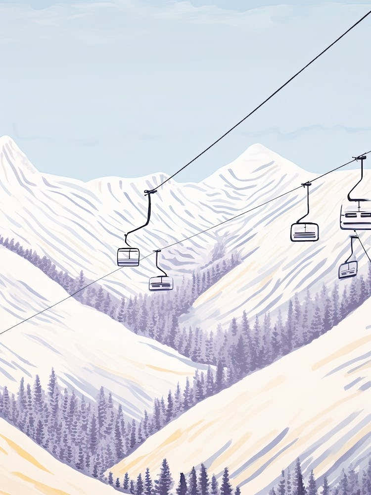 Verbier   Switzerland, Ski Resort Pastel Colours Illustration 3