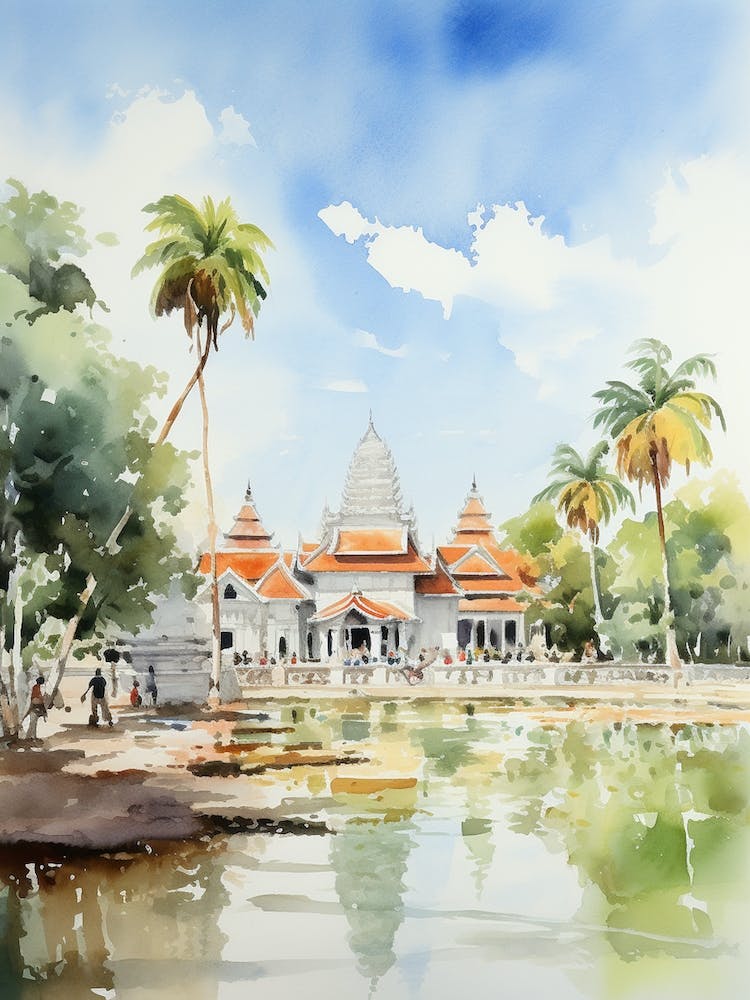 Suan Nong Nooch Garden Thailand Watercolour 2