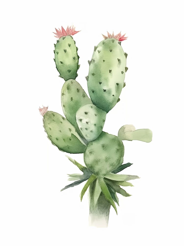 Cactus Doigt de Dame Dessin à l'Aquarelle 4