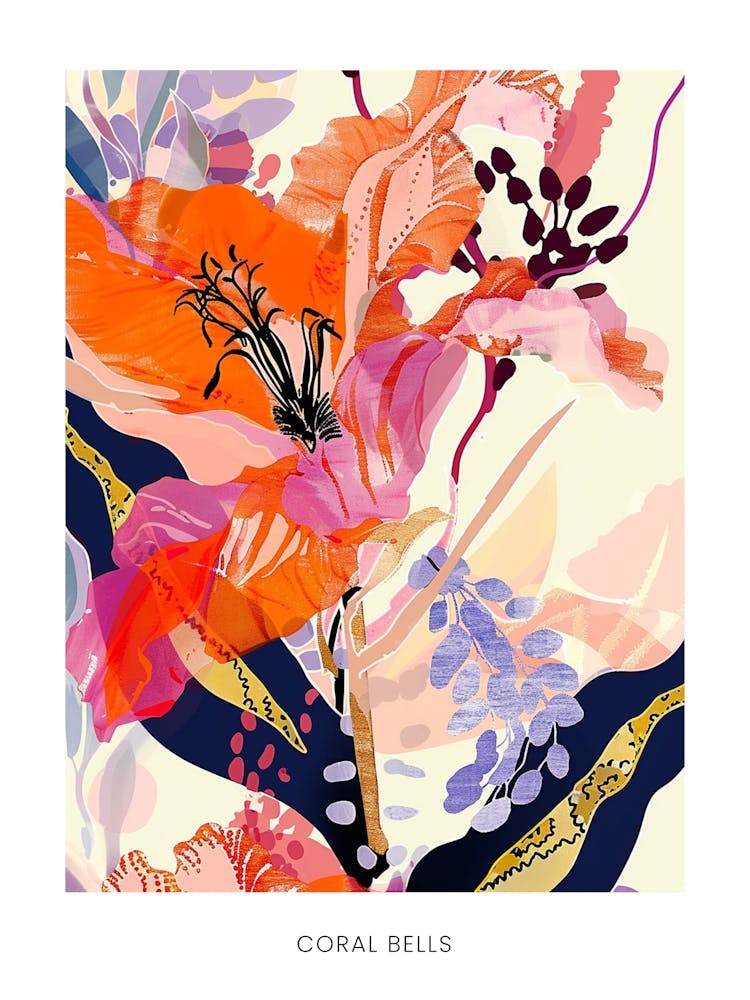 Colourful Flower Illustration Poster Coral Bells 3