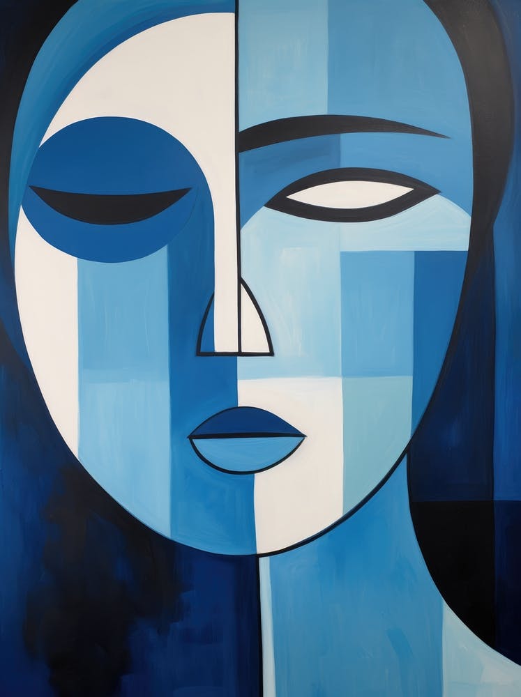 Abstract Painting, Acrylic On Canvas, Blue Color