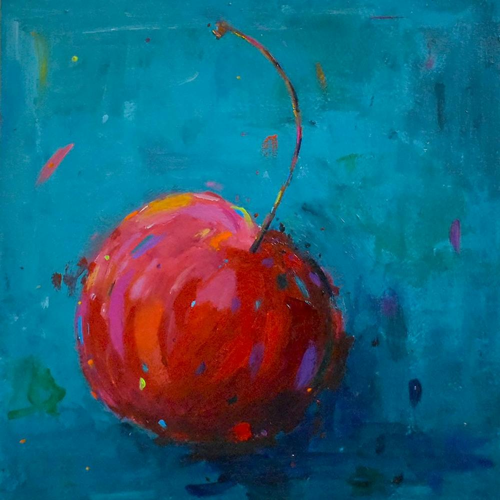 Cherry On Teal Square