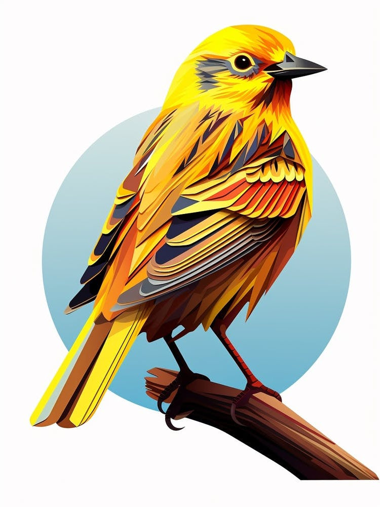 Colourful Geometric Bird Yellowhammer 2
