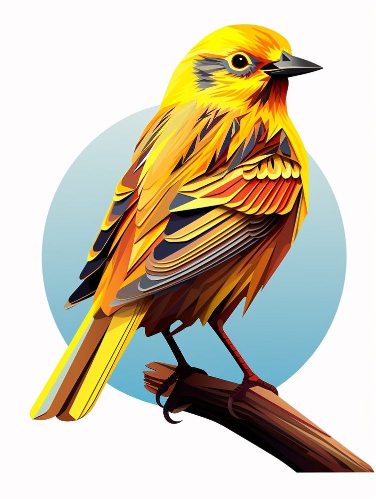 Colourful Geometric Bird Yellowhammer 2