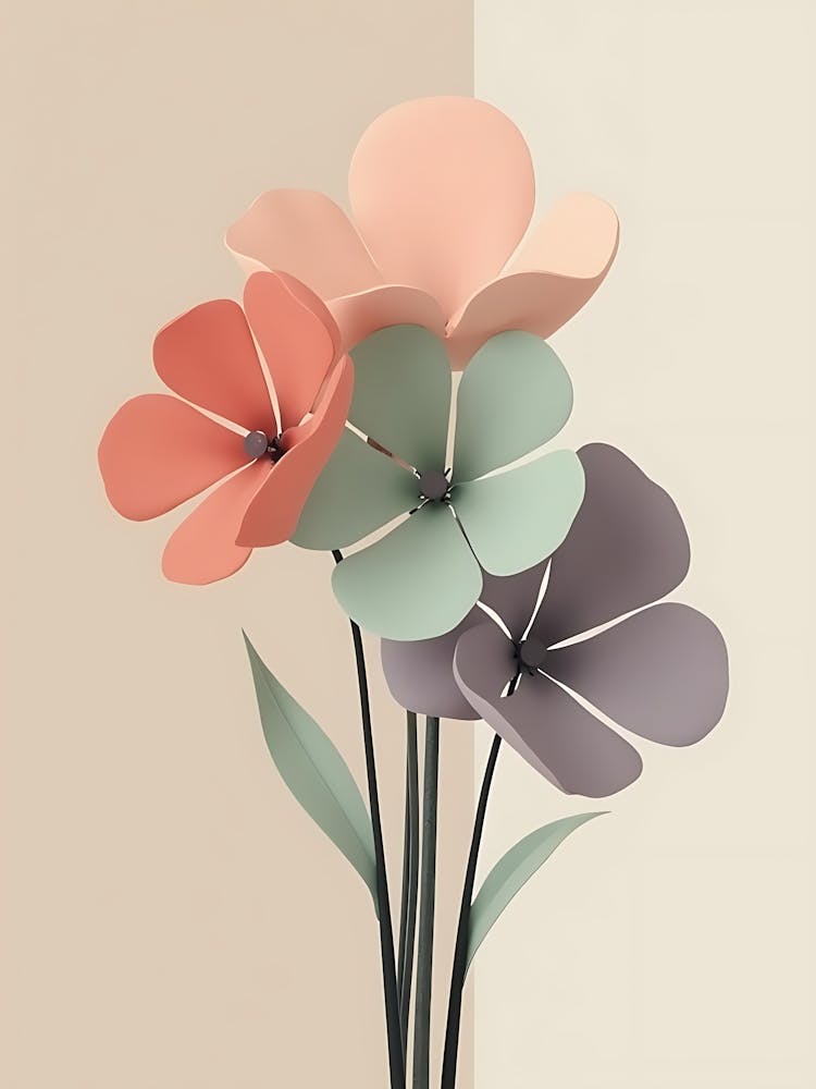 Muted Color Flower Illustrations | Minimalist Botanical Prints for Stylish Spaces