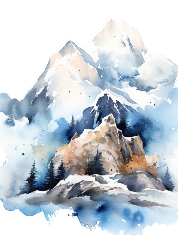 Watercolor Of Mountains 10