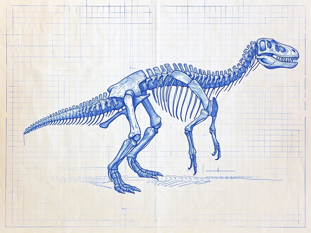 Apatosaurus Dinosaur Skeleton Blue Print