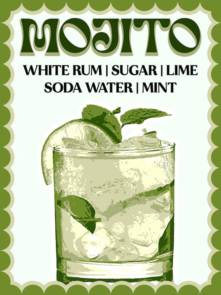 Mojito Cocktail Kitchen Bar Print