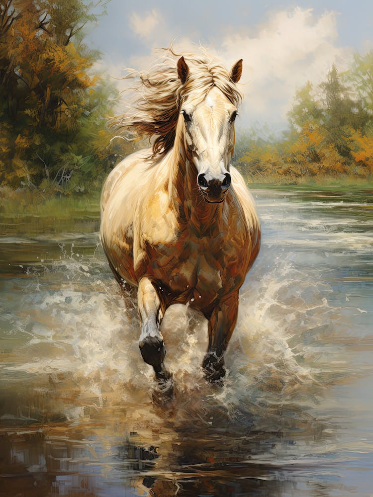 Horse Running Oil Painting Style 2